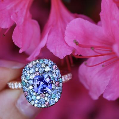 Tanzanite Sapphire Spinel Diamond Ring 